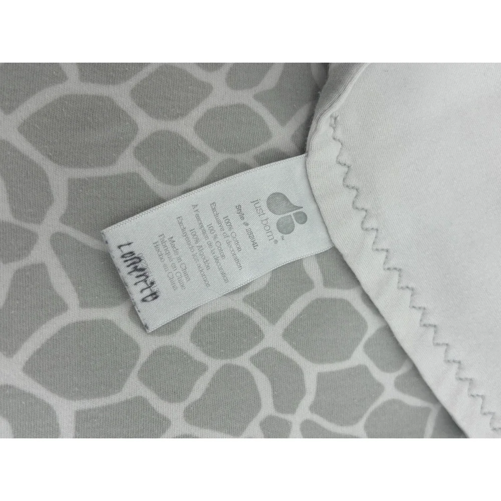 Just Born Animal Kingdom Reversible Baby Blanket Gray White Elephant Embroidery